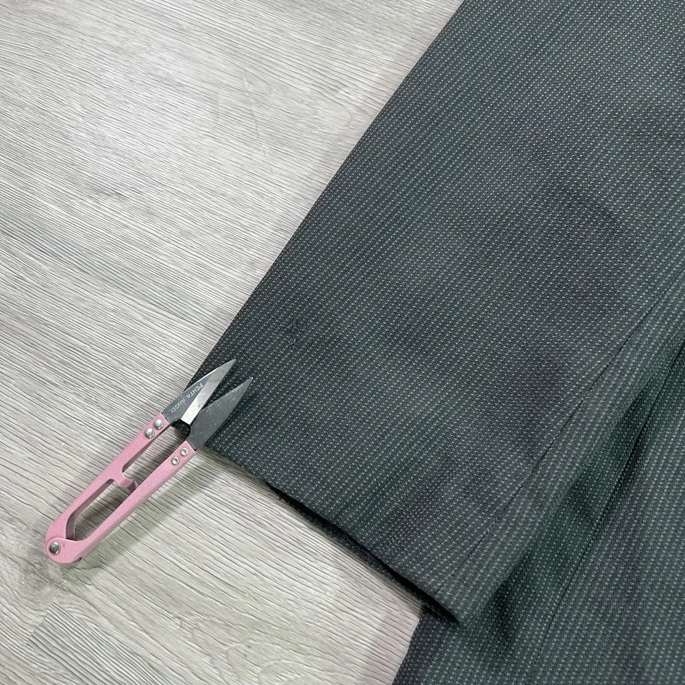 Hugo Boss‎ Blazer Mens 46L Gray Micro Check 3 Button Made USA Sport Coat Jacket